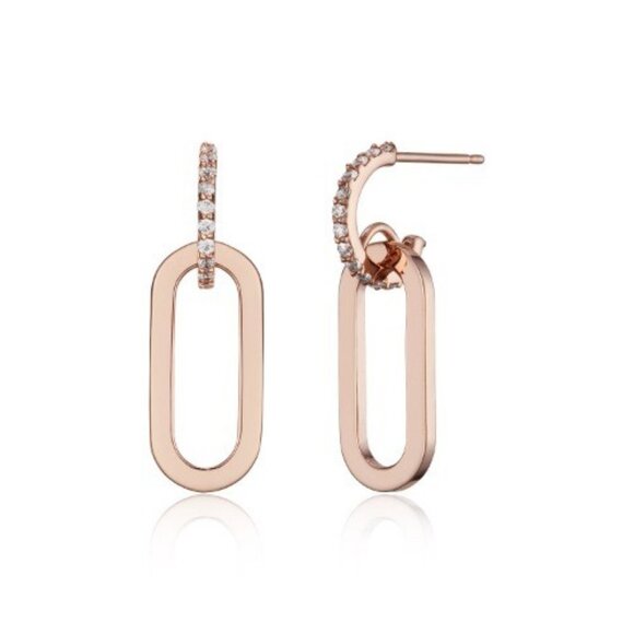 Rose Gold Crystal Chain Link Drop Earrings - Picture 2 of 6